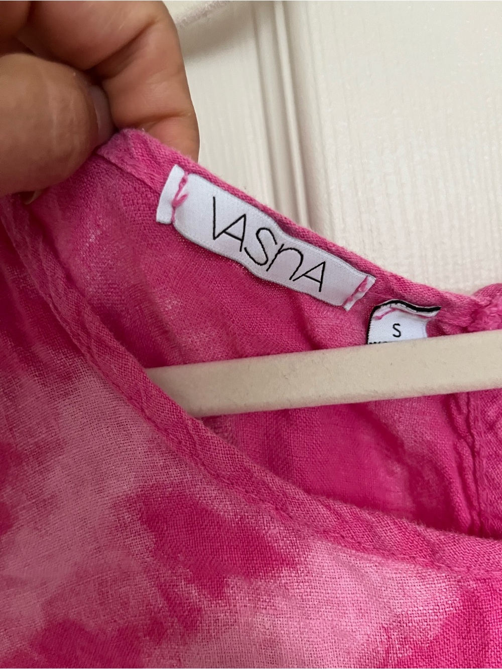 Vasna Pink Tie-Dye Scoop Neck Swim Cover-Up Dress small 100% linen - Picture 5 of 11